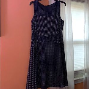 Navy and white poka dot dress